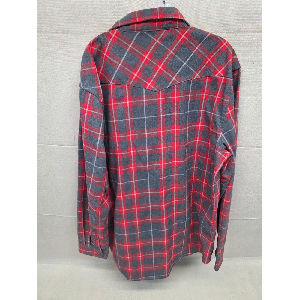 Outdoor Casuals Mens Red Grey Plaid‎ Flannel Button Down Shirt XXL Western Yoke - Picture 4 of 6